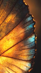 Poster - Macro shot of a vibrant butterfly wing glowing under cinematic soft light, intricate textures creating dynamic artistry