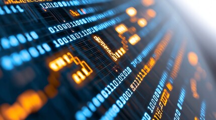 Abstract Digital Code Stream  Futuristic Binary Data Flow