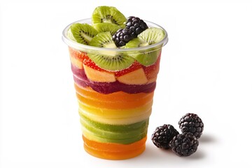 Aufkleber - Refreshing fruit cup with kiwi blackberry and colorful fruit slices for healthy snack