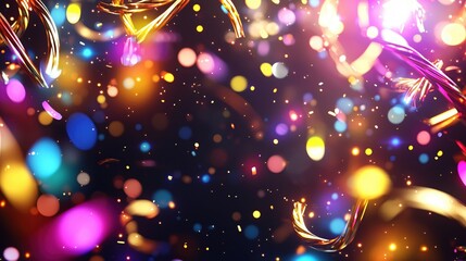 Aufkleber - Festive Celebration with Colorful Bokeh Lights and Golden Confetti for Holiday Season Joy