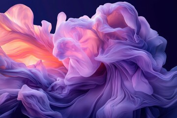 Wall Mural - abstract flow lavender purple soft fabric waves against dark background for decor
