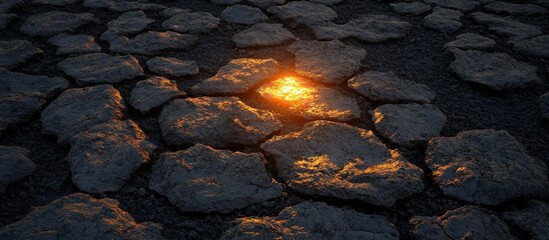 Sticker - Sunset Glowing Light Stone Path Texture