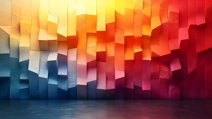 Dimensional gradient blocks background creating a visually captivating space