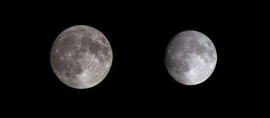 Wall Mural - Lunar Eclipse Stages Night Sky, Full Moon, Partial Eclipse