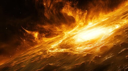 Wall Mural - Fiery Cosmic Nebula: A Celestial Inferno