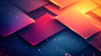Aufkleber - Glowing Geometric Digital Abstract with Triangular Patterns in Vibrant Cosmic Space Backdrop  Creative futuristic 3D rendering with dynamic lines