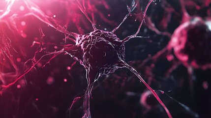 Leinwandbilder - Glowing Neural Network Synapse Connections with Electrical Impulses   Conceptual Image Representing the Complex and Dynamic Communication within the Brain and Nervous System
