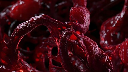 Aufkleber - Intense swirling patterns of vibrant red liquid flowing with dynamic movement creating a captivating and visceral texture  The abstract organic design evokes a sense of raw energy passion