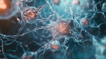 Fototapete - Intricate and Interconnected Neural Network Visualizing the Electrochemical Signaling and Synaptic Connections in the Brain and Nervous System
