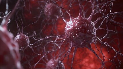 Poster - Intricate Microscopic View of a Complex Neural Network Showcasing the Interconnected Neurons and Synapses within the Brain