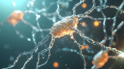 Poster - Intricate neural network connections with electrical impulses and synaptic activity illustrating the complex cerebral brain function and intelligence