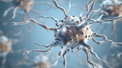 Poster - Intricate Neural Network of the Brain Revealed in Microscopic Digital Fractal Artwork  This image showcases the complex