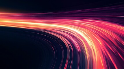 Canvas Print - abstract light streaks in vibrant hues of pink and orange over dark background. represents speed and