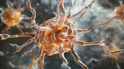 Fototapete - Magnified microscopic view of intricate and mysterious bacterial cell structure or microorganism in a science laboratory setting  Abstract organic pattern and texture with microbiological