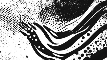 Fototapete - Mesmerizing abstract black and white swirling fluid geometric shapes and patterns with a dynamic contemporary and minimalist visual design  This digital features a striking monochrome color scheme