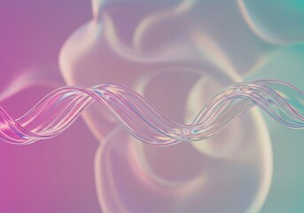 Wall Mural - this abstract composition showcases a 3d spiral or twisted ribbon with an iridescent surface, set ag