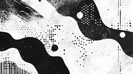 Aufkleber - Mesmerizing abstract digital artwork featuring a dark background with glowing geometric shapes fluid patterns and dynamic dot and wave elements  This futuristic