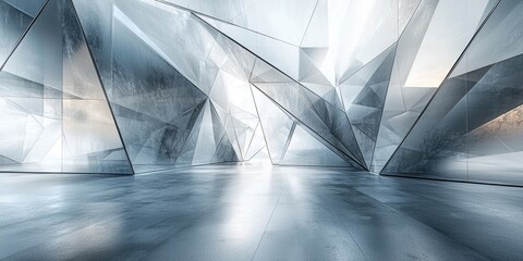 Fototapete - A visually striking abstract composition where modern geometric designs intersect and overlap, forming an intricate web of shapes and gradients that blend seamlessly into