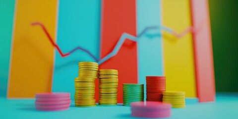 Aufkleber - Financial presentation on managing personal finances, with colorful charts and analysis, designed to be engaging and informative.