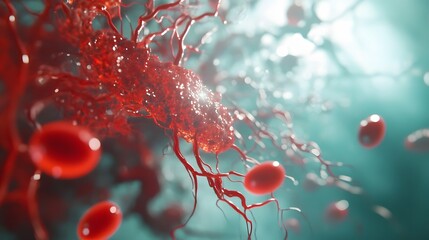 Aufkleber - Mesmerizing Crimson Waves A Captivating Fluid Dynamics Masterpiece Depicting the Captivating Interplay of Color Motion and Texture in an Abstract Digital Art Composition