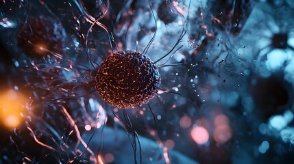 Fototapete - Mesmerizing digital artwork depicting a captivating cosmic sphere composed of swirling particles glowing energy and intricate fractal patterns