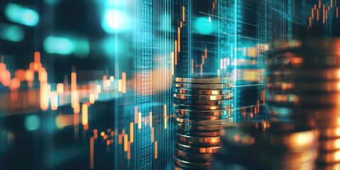 Fototapete - Detailed investment strategy analysis with bar, line, and pie charts, offering an informative and professional financial tool.