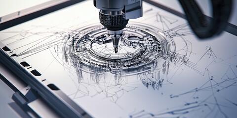 Wall Mural - a 3d model of an innovative device being developed, with precise details and potential applications 