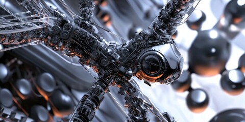 Poster - a nanobot being constructed, with fine details showing the potential of emerging technologies.