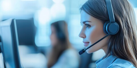 Fototapete - A comprehensive approach to customer solutions, where service professionals provide personalized assistance and promptly resolve issues in a modern workspace.