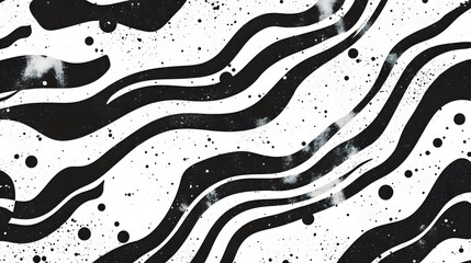 Poster - Mesmerizing Monochrome Abstract Fluid Art with Flowing Waves and Rippling Patterns  Captivating modern and minimalist digital artwork with dynamic movement intricate details