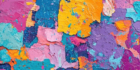 Aufkleber - collage-style patterns with layered textures and vibrant colors, ideal for bold artistic backgrounds.