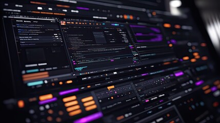 Fototapete - a code editor with various plugins in use, featuring syntax highlighting and live code suggestions to boost efficiency.