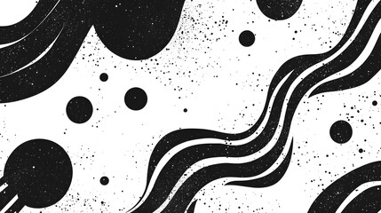 Aufkleber - Mesmerizing Monochrome Abstraction A visually striking and captivating digital artwork featuring flowing shapes swirling patterns and bold contrasts in a minimalist contemporary style