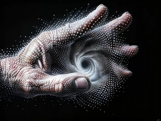Wall Mural - the infinite within: a captivating abstract image of a hand cradling a swirling vortex of light. the
