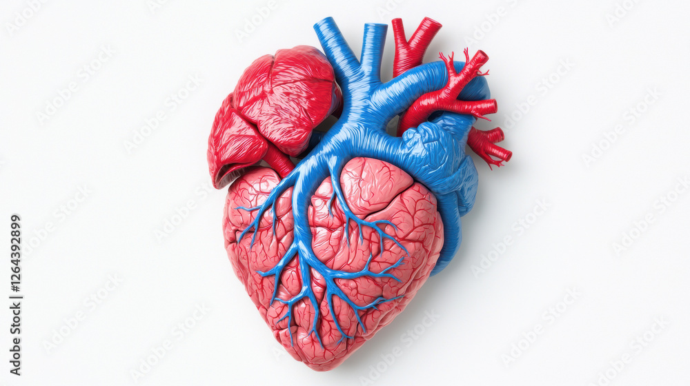 Anatomical model of human heart showcasing detailed vascular structure ...