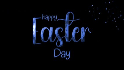 Animated Words happy easter day in gold. Festive holiday text design on a greeting card, social media post, or website banner.