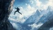 © Yaowarat - Adventurous Climber Scaling Rocky Mountain Face in Stunning Landscape