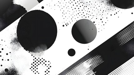 Aufkleber - Minimalist abstract background with a dynamic composition of monochrome geometric shapes dots and lines creating a compelling visual pattern with a modern contemporary and experimental aesthetic