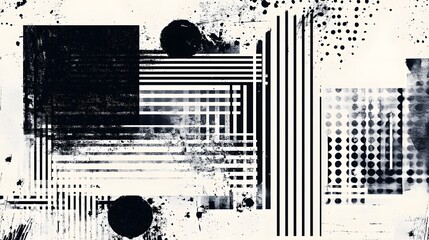 Aufkleber - Monochromatic abstract geometric patterns and shapes create a visually striking convergence and illusion of depth dimension and perspective  The minimalist