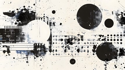Poster - Monochrome abstract digital art design with geometric shapes patterns and textures  contemporary graphic background with a bold minimalist and experimental feel