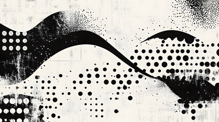 Poster - Monochrome abstract digital art with flowing geometric shapes patterns and graphic elements in a minimalist modern and contemporary visual composition