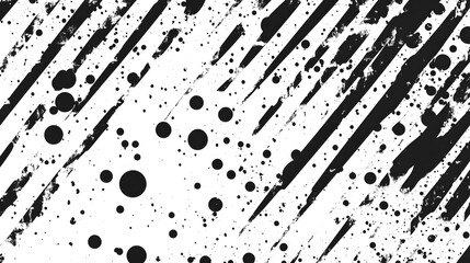 Leinwandbilder - Monochrome abstract geometric patterns lines and splatter textures creating a background  Clean modern and minimalist design with a grunge distressed and experimental feel