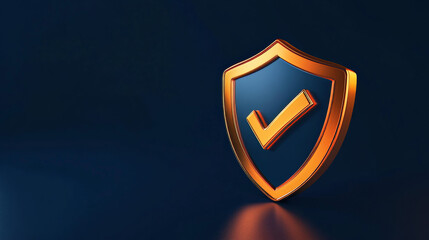 Wall Mural - 3d shield icon with safety check badge vector. secure tick mark for quality guard guarantee. isolate