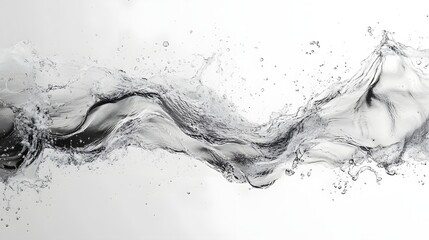 Aufkleber - Swirling Liquid Vortex with Dynamic Water Splashes and Droplet Motions in Abstract Composition  Captivating visual of fluid energy and movement with shimmering iridescent and ethereal qualities