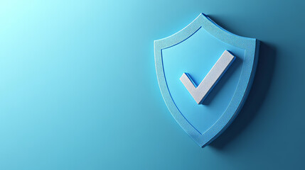 Wall Mural - 3d shield icon with safety check badge vector. secure tick mark for quality guard guarantee. isolate