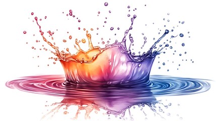 Poster - Vibrant Abstract Liquid Splash with Colorful Flowing Movement and Shimmering Droplet Effect  Digital Design Showcasing Dynamic Liquid Explosion Energetic Surge and Rainbow like Prismatic Refraction