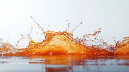 Leinwandbilder - Vibrant and Dynamic Orange Water Splash with Energetic Fluid Motion and Refreshing Ripples of Transparent Liquid Droplets