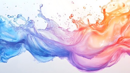 Fototapete - Vibrant dynamic color fluid splash in abstract motion and digital art design  digital painting with flowing energetic liquid textures and splatter effects
