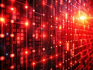 futuristic red matrix background: digital code, binary data, cyberspace security pattern