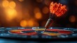 © 0113 - Precise Shot: Illuminated Dart Striking the Bullseye